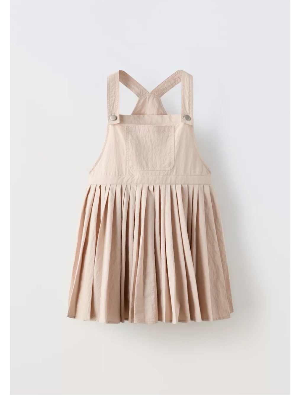 Beige Pinafore Skirt Dress for Kids - Pocket Front